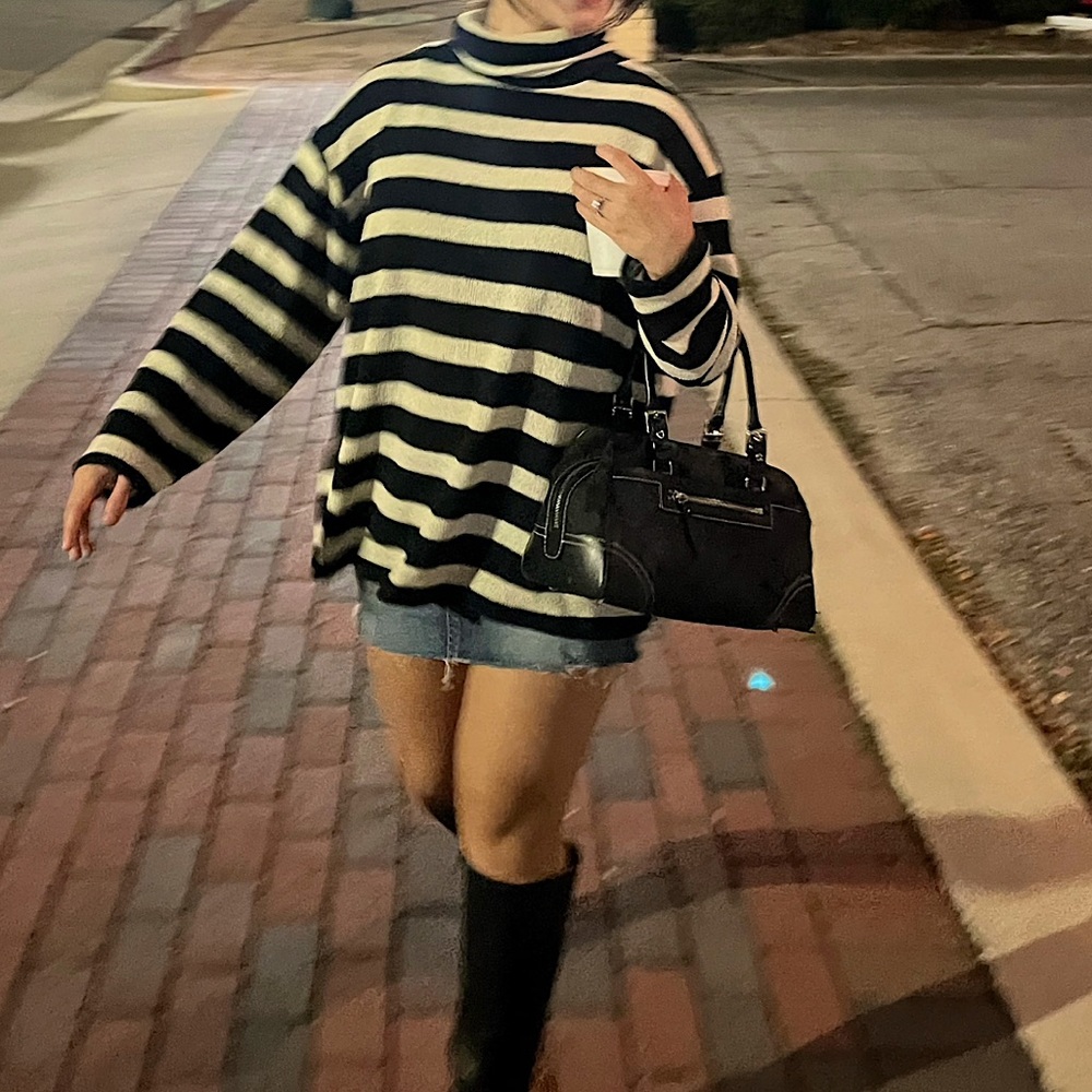 Zara Striped Knit Turtleneck Sweater